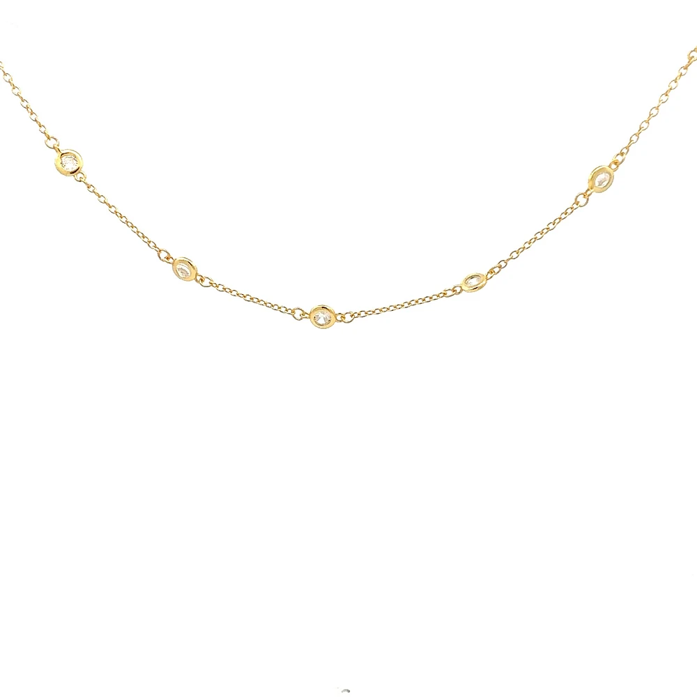 925 Gold Plated Sterling Silver 16-18" Cubic Zirconia Chain