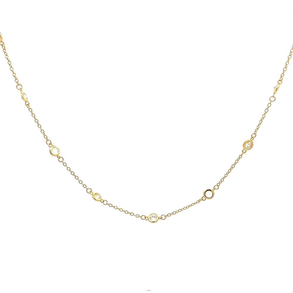 925 Gold Plated Sterling Silver 20-22" Cubic Zirconia Chain