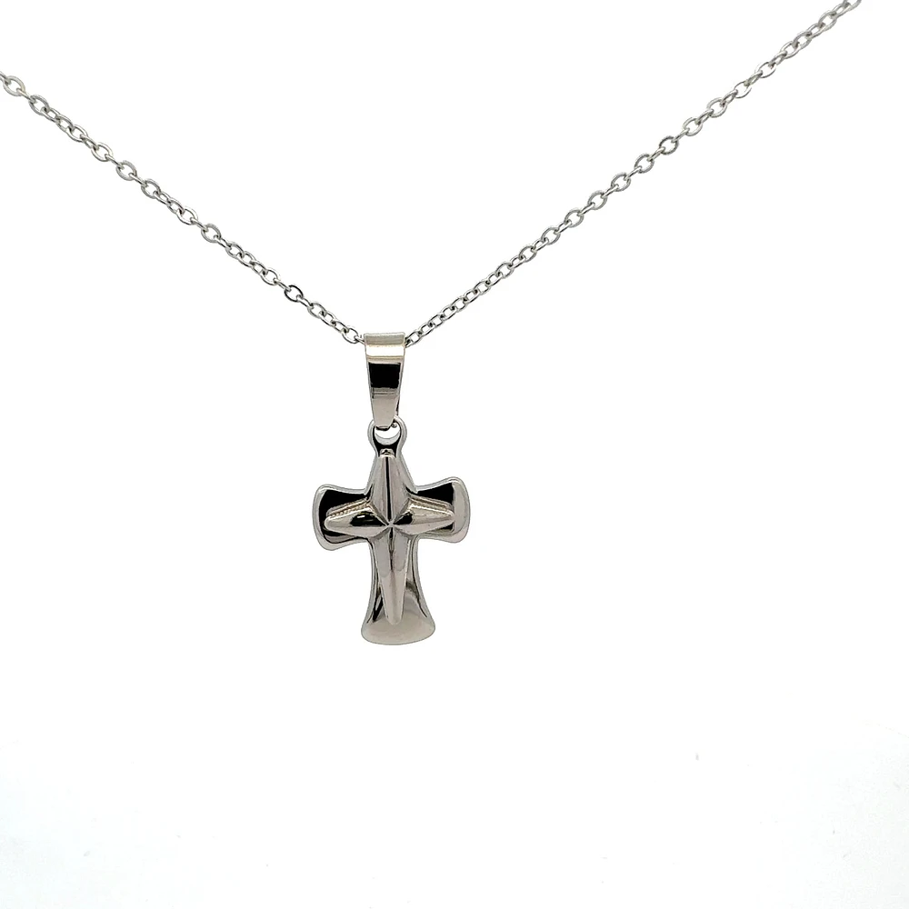Stainless Steel 23X15mm Cross Pendant - 18"