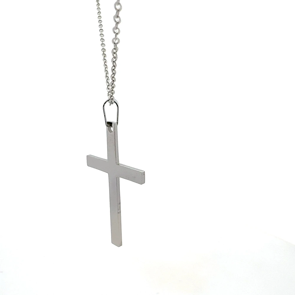 Stainless Steel 40X25mm Cross Pendant - 18"