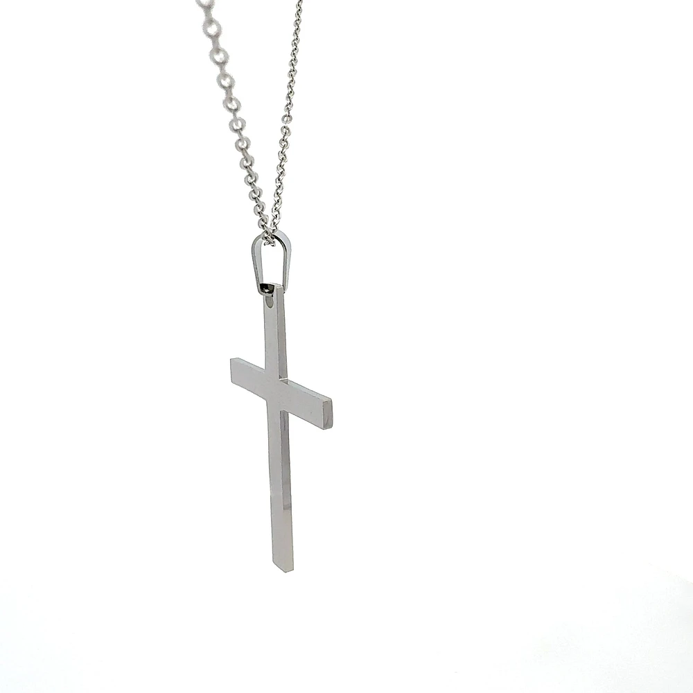 Stainless Steel 40X25mm Cross Pendant - 18"