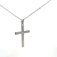 Stainless Steel 40X25mm Cross Pendant - 18"