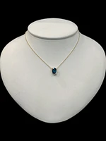 10K Yellow Gold London Blue Topaz and Diamond Pendant, 18"