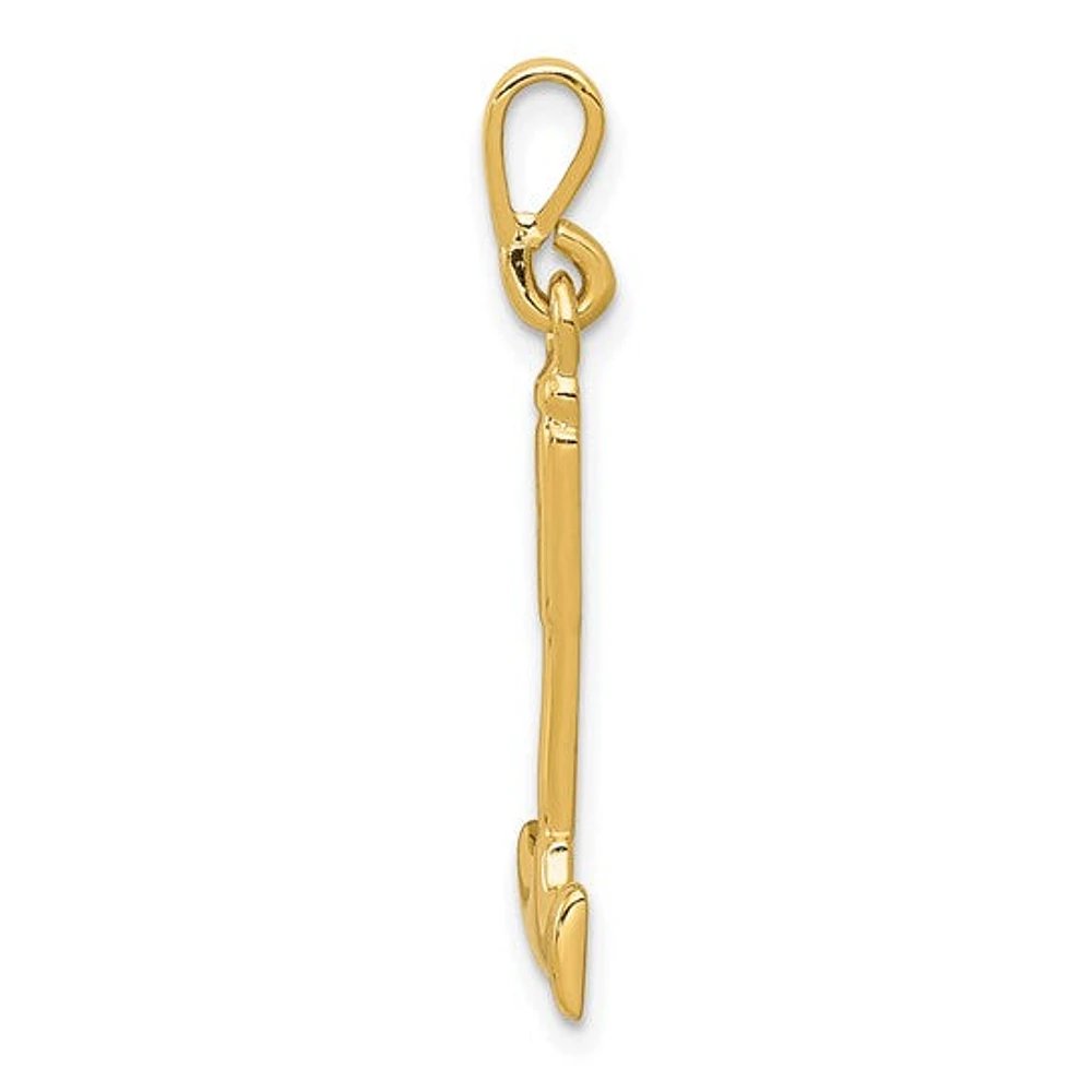 14K Yellow Gold Hammer Charm - 30mm x 10mm