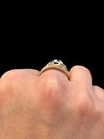10K Yellow Gold 4mm Genuine Sapphire and 0.016cttw Diamond Ring - Size 10
