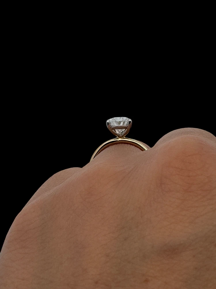 14K Lab Grown Pear Shape Five Claw Diamond Ring