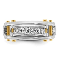 14k Two-Tone Yellow and White Gold 0.50cttw Round Cut Diamond Men's Ring
