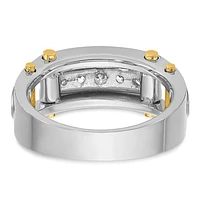 14k Two-Tone Yellow and White Gold 0.50cttw Round Cut Diamond Men's Ring