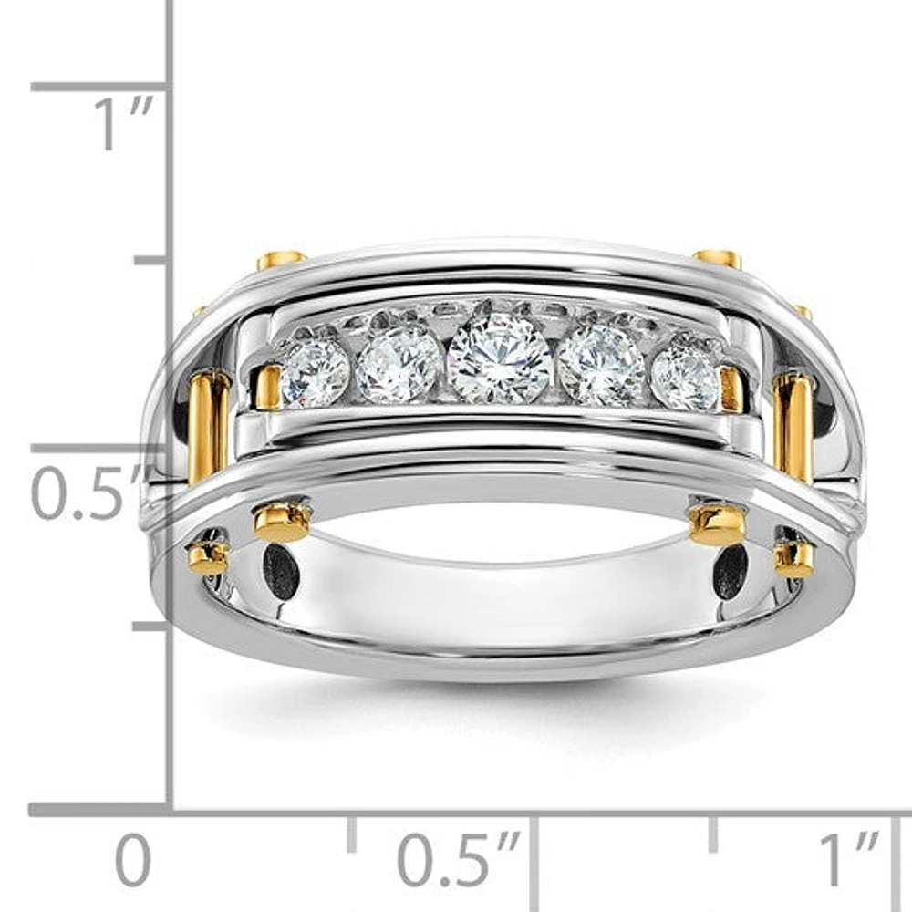 14k Two-Tone Yellow and White Gold 0.50cttw Round Cut Diamond Men's Ring