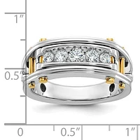 14k Two-Tone Yellow and White Gold 0.50cttw Round Cut Diamond Men's Ring