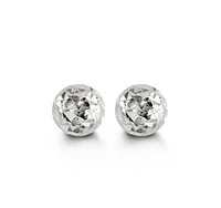 10K White Gold Diamond Cut Ball Earrings 5mm