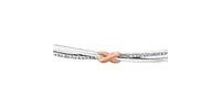10K White and Rose Gold 0.10 cttw Diamond Bangle