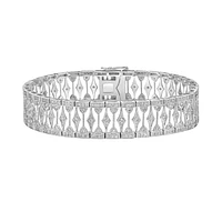 14K White Gold Diamond Bracelet with pattern