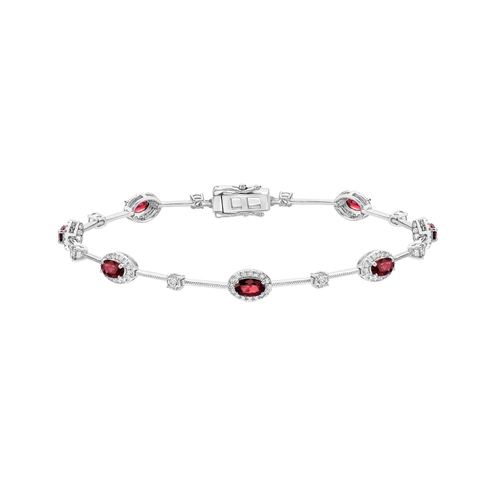 14K White Gold Ruby & Diamond Bracelet