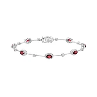 14K White Gold Ruby & Diamond Bracelet
