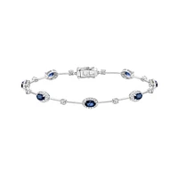 14K White Gold Sapphire & Diamond Bracelet