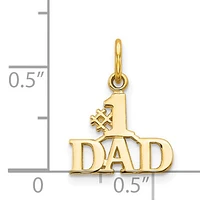14K Yellow Gold Polished "#1 DAD" Charm - 17mm x 13mm