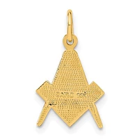 14K Yellow Gold Polished and Textured Masonic Symbol Charm - 20mm x 11mm