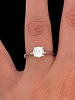 14K Lab Grown 0.50-3.00cttw Four Claw Diamond Ring - Gold / Carat Weight Round Brilliant