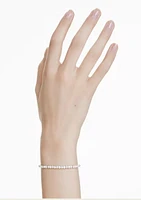Swarovski - Matrix Tennis bracelet Crystal pearl, Round cut, White, Rhodium plated - 5689633