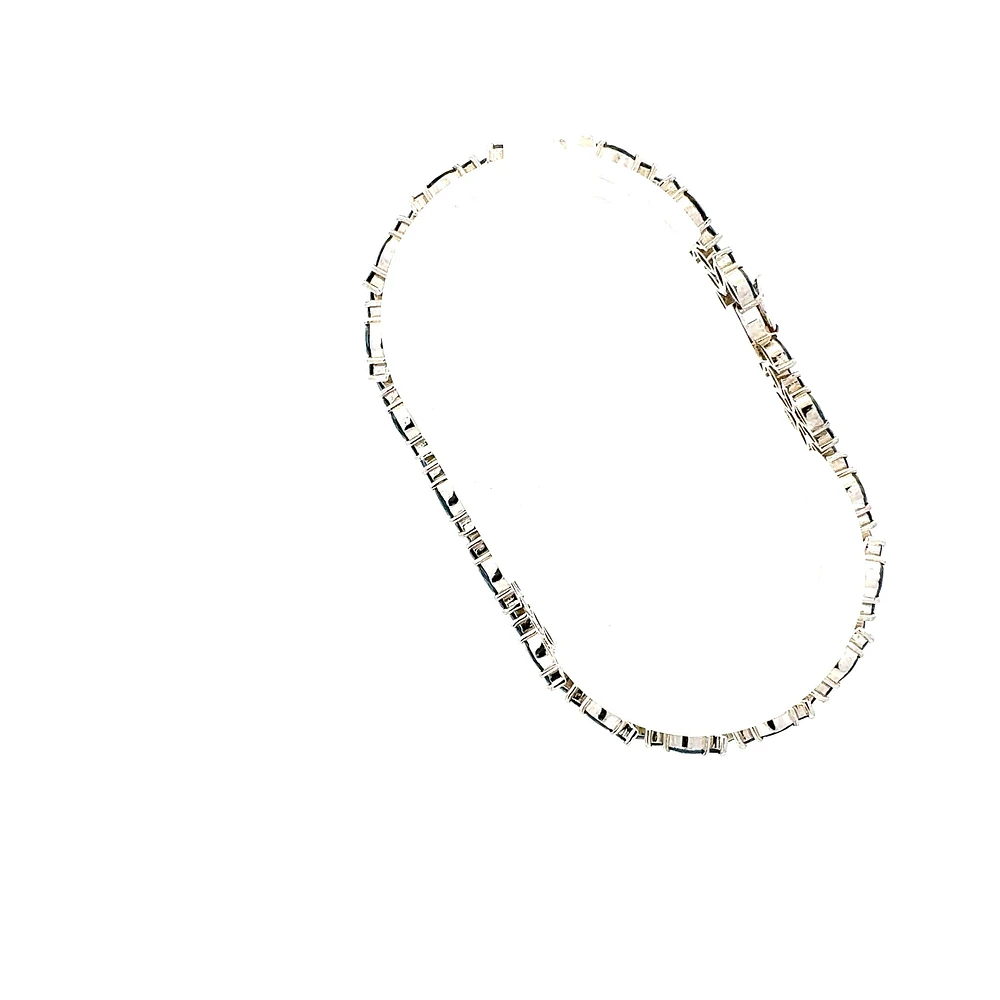 14K White Gold Sapphire and Diamond Bracelet