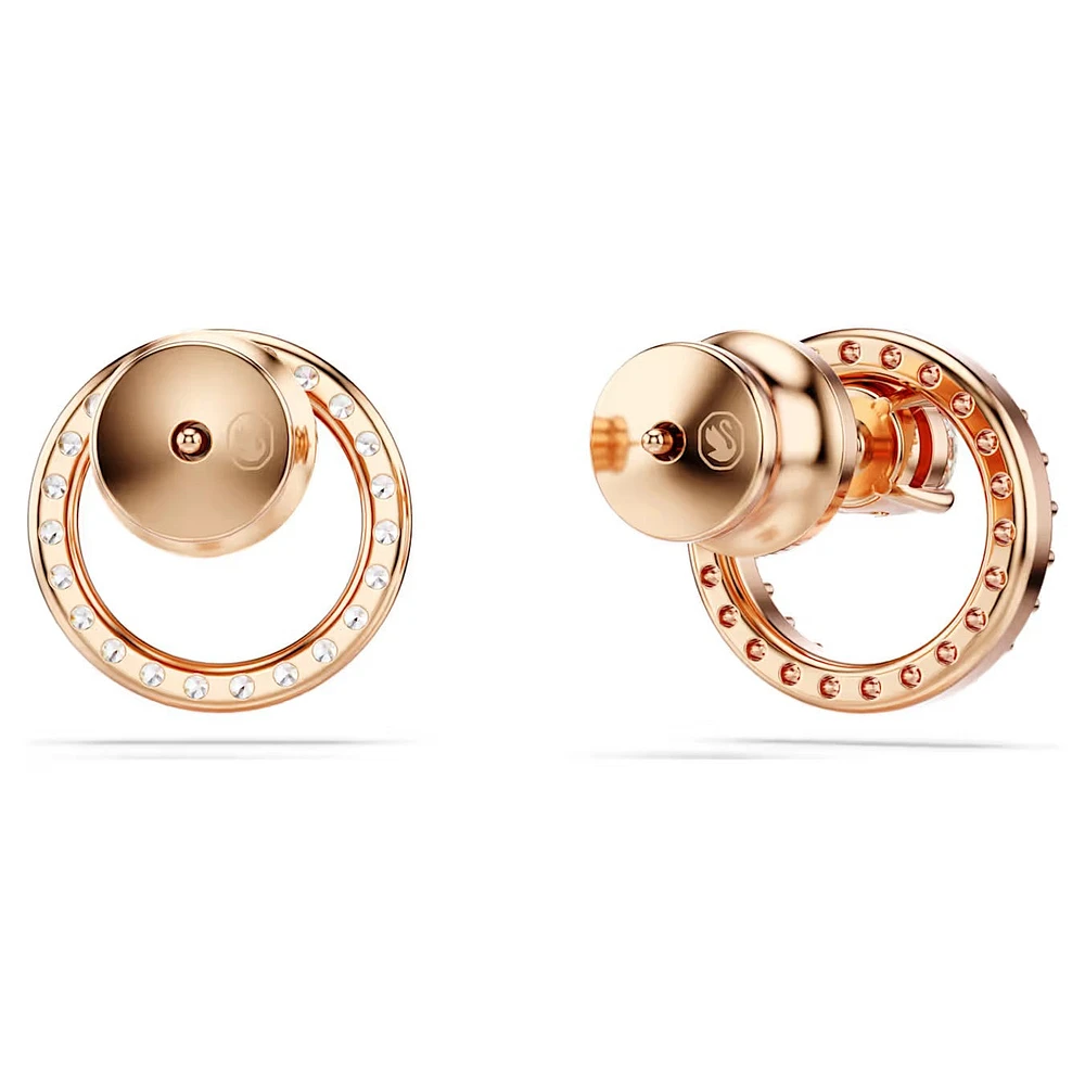 Swarovski Constella stud earrings, Round cut, White, Rose tone plated - 5692263/5701587 (SS)