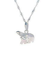 14K White  Gold 0.27cttw Diamond Mother and Cub Necklace with Singapore Chain (Spring Clasp) - Adjustable 16 & 18 Inches