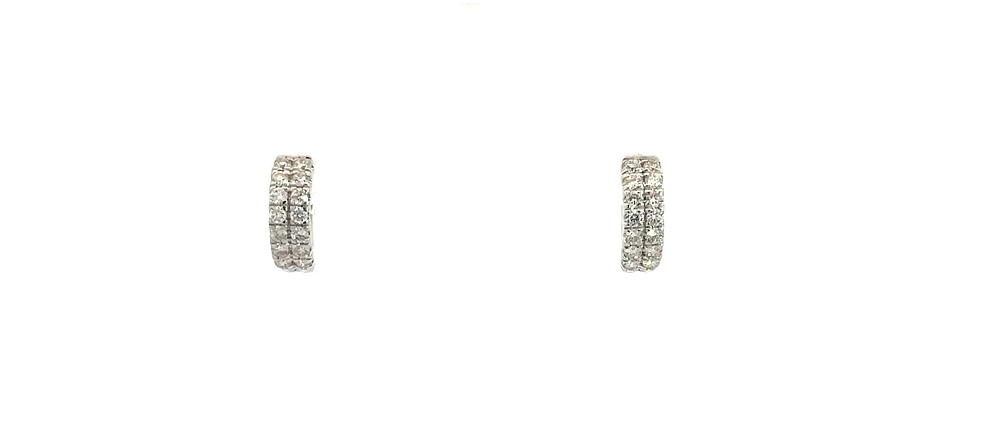 10K White Gold 0.75cttw Diamond Double Band Hoops - 12mm