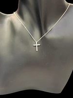 10K White Gold 0.25cttw Lab Grown Diamond  Cross Necklace - 18 Inches