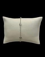 925 Sterling Silver Cubic Zirconia Link Bracelet  -  6.5-8.5 Inches
