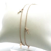 14K Yellow Gold 0.24 cttw Diamond Cross Bracelet