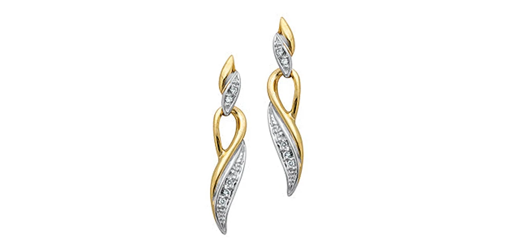 10K Yellow Gold 0.05cttw Diamond Dangle Earrings