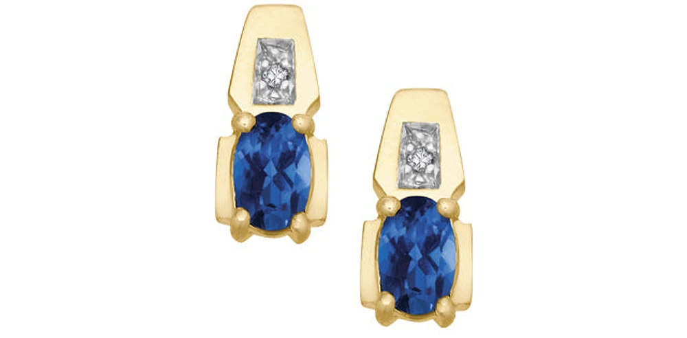 10K Yellow Gold Sapphire & Diamond Earring
