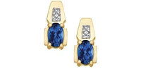 10K Yellow Gold Sapphire & Diamond Earring