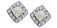 10K White Gold Opal & Diamond Earring