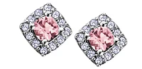 10K White Gold Pink Tourmaline & Diamond Earring