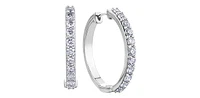 10K White Gold 2.00cttw Diamond Hoop Earrings