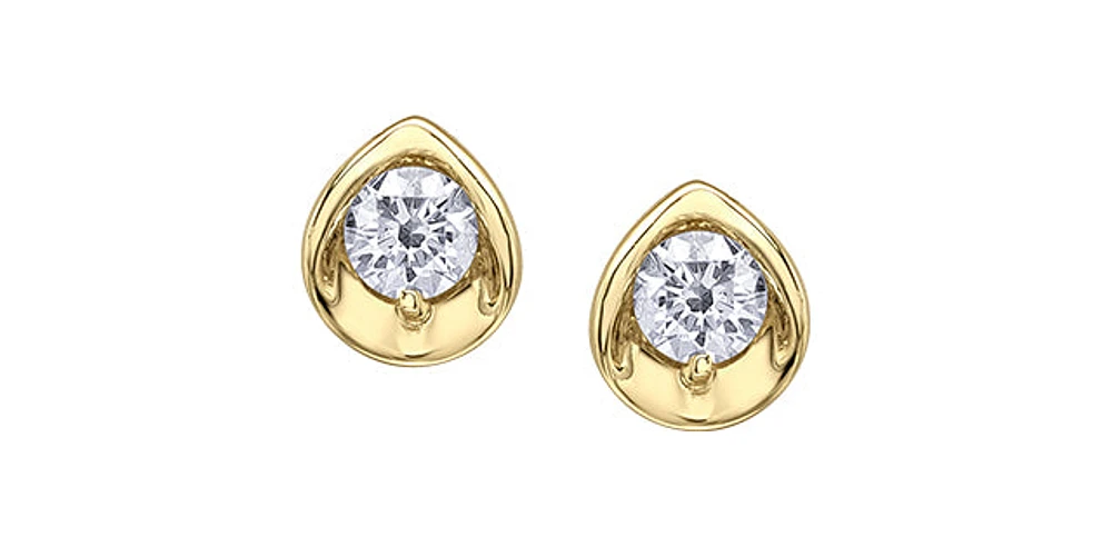 10K Gold 0.20cttw Round Brilliant Cut Canadian Diamond Earrings