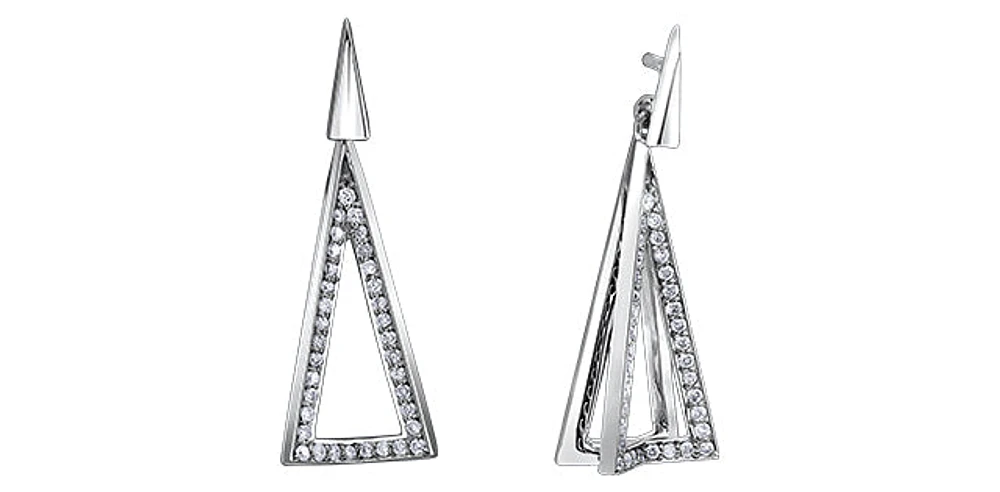 10K White Gold 0.20cttw Diamond Dangle Earrings