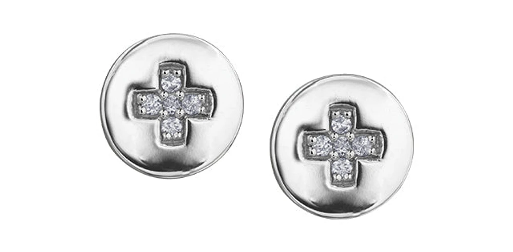 10K White Gold 0.05cttw Diamond Earrings