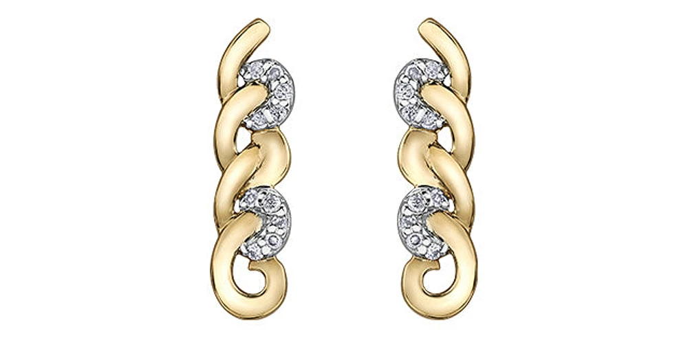10K Yellow Gold 0.05cttw Diamond Earrings