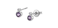 10K White Gold Amethyst and 0.01cttw Diamond Earrings