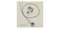 10K White Gold Amethyst and 0.01cttw Diamond Earrings