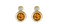 10K Yellow Gold Citrine and 0.01cttw Diamond Earrings