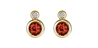 10K Yellow Gold Garnet and 0.01cttw Diamond Earrings