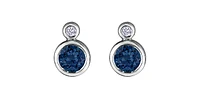 10K White Gold Sapphire  and 0.01cttw Diamond Earrings