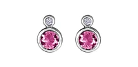 10K White Gold Pink Tourmaline and 0.01cttw Diamond Earrings