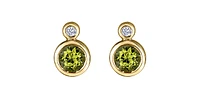 10K Yellow Gold Peridot and 0.01cttw Diamond Earrings