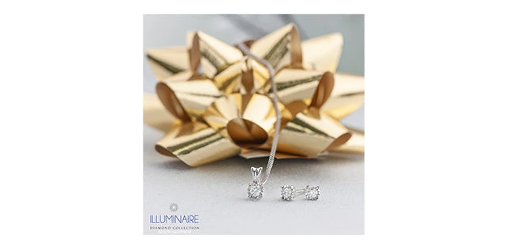 10K White Gold Diamond Solitaire Earrings 0.15cttw