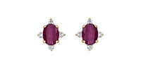 10K Yellow Gold Ruby & Diamond Earring